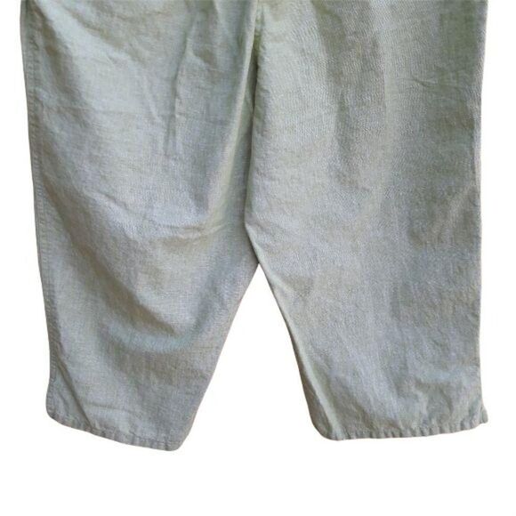 Villager Linen High Rise Drawstring Baggy Crop Pants Pockets Pastel Green Sz 1 - Picture 7 of 9
